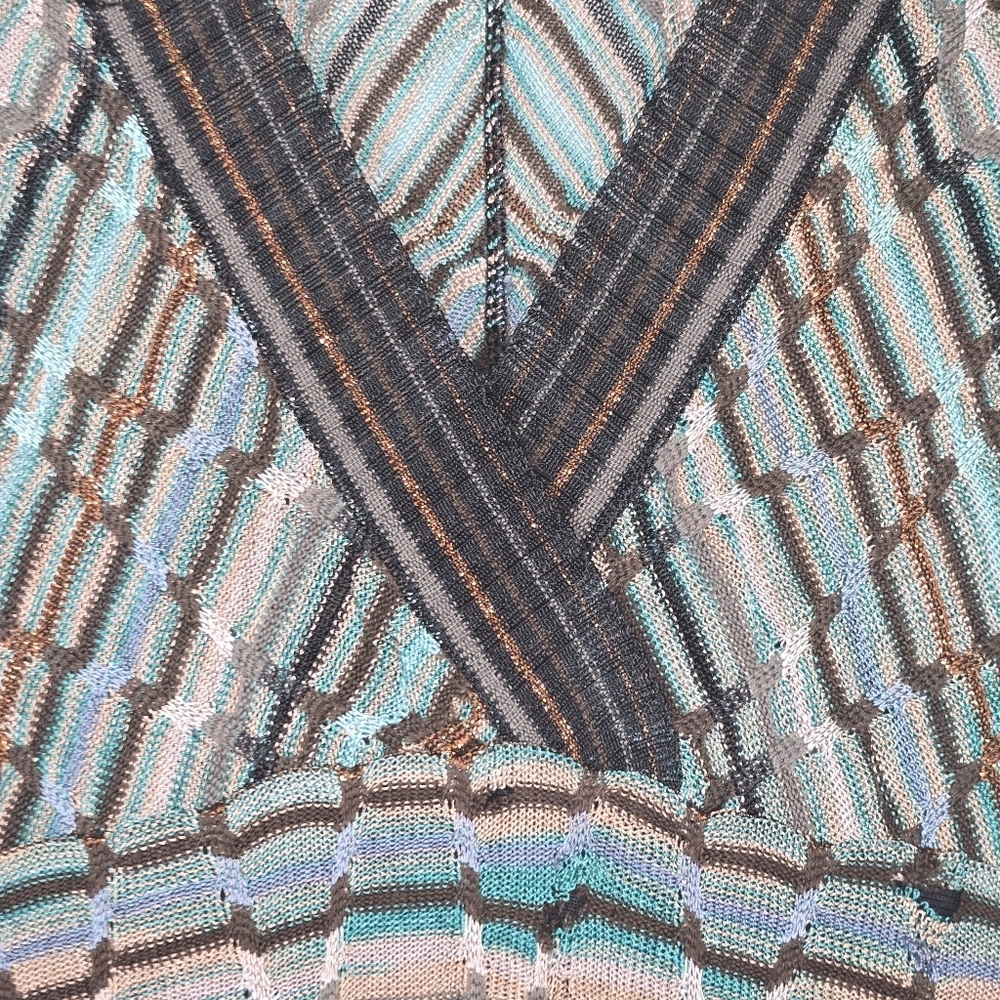 Missoni Womens Y2K Chevron Wave Multi Color Metallic Knit Bodycon Mini Dress 38 - Picture 4 of 8